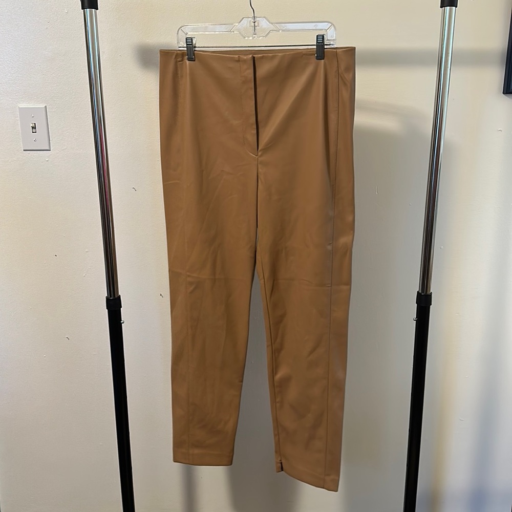 Ann Taylor Brown Faux Leather Pants 14